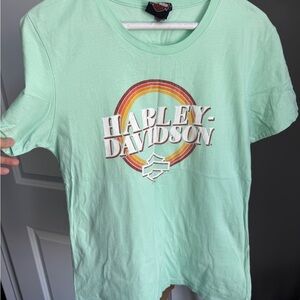Harley-Davidson Mint Green Womens fitted T-Shirt Size Large